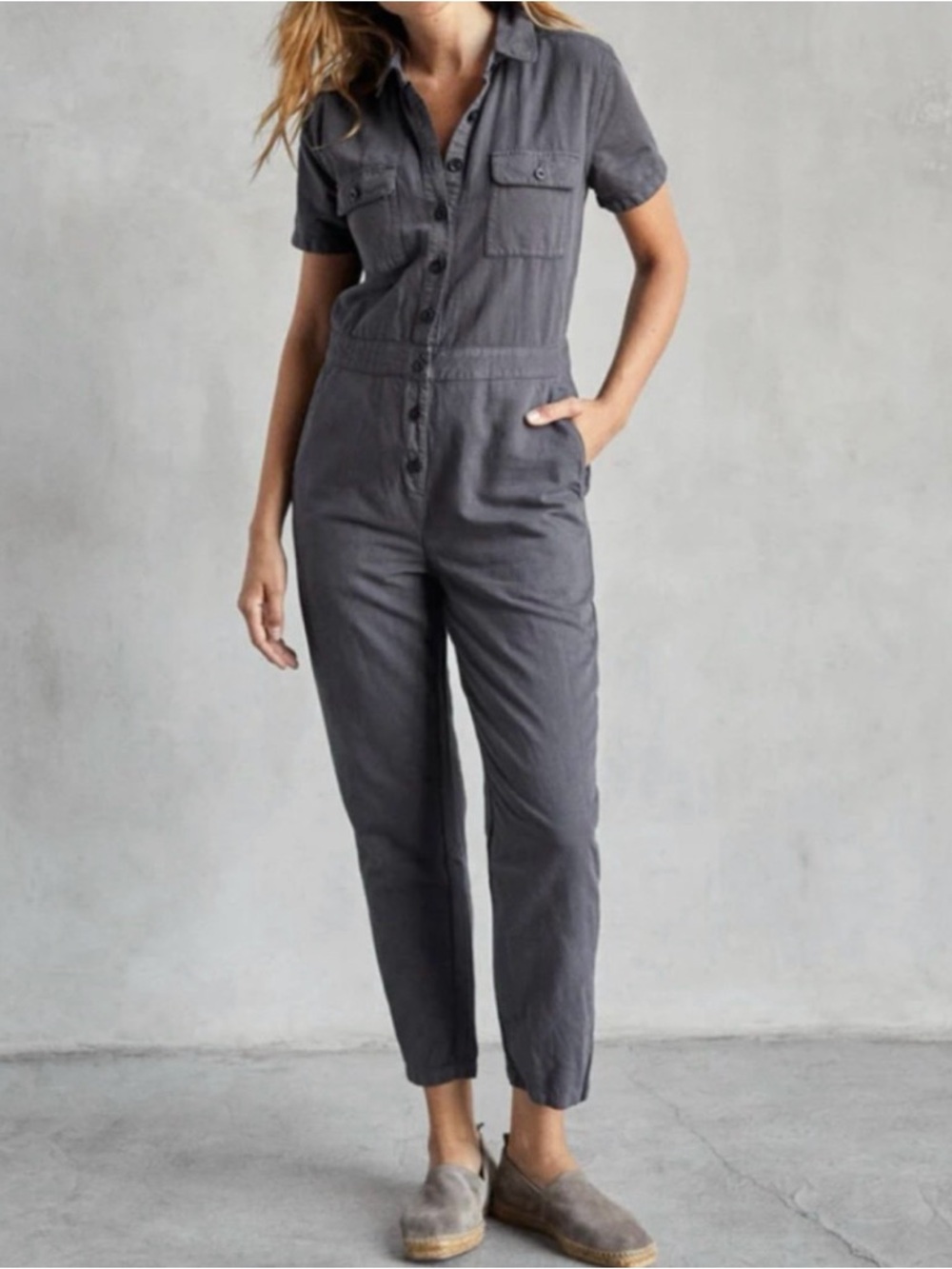 NWT Outerknown S.E.A. Suit Organic Cotton Linen Utility Jumpsuit Sz Small